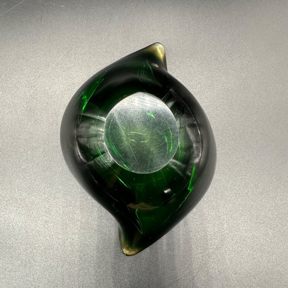 Murano Sommerso Green Amber Art Glass Bowl Vintage Italian Dish Mid Century - Picture 5 of 12
